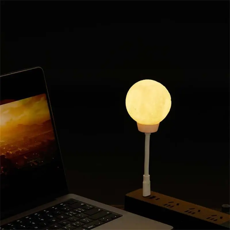 

8cm 3D Moon Lamp LED Night Light Battery Powered With Stand Starry Lamp Bedroom Decor Night Lights Kids Gift Moon Lamp