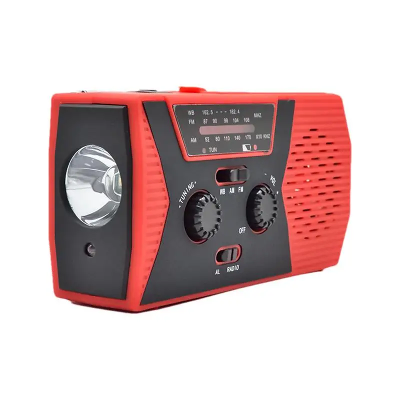 

Weather Radio Portable Portable Hand Crank Radio LED Flashlight Radio Camping Weather Radios With SOS Alarm 4 Ways Powered Large
