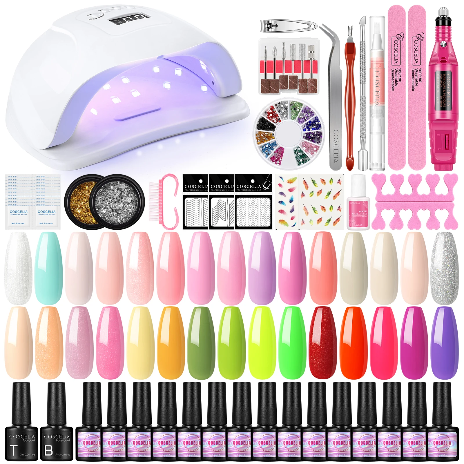 

Manicure Set Nail Set With UV LED Lamp Machine Kit Nail Art Tool Set Poly Nail Gel Polish for Beginner Set
