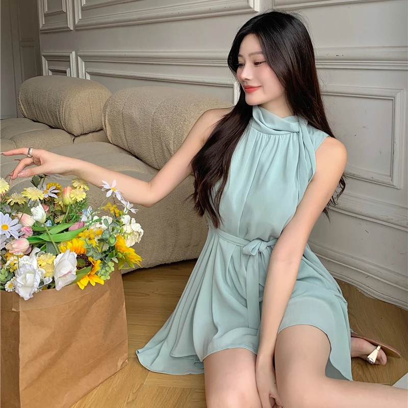 Блузка Женская средней длины без рукавов приталенная рубашка шифоновый