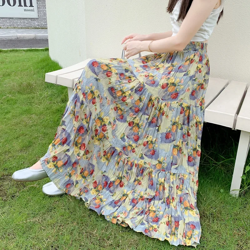 2024 новинка весны и лета женская тонкая длинная юбка с высокой талией высокое