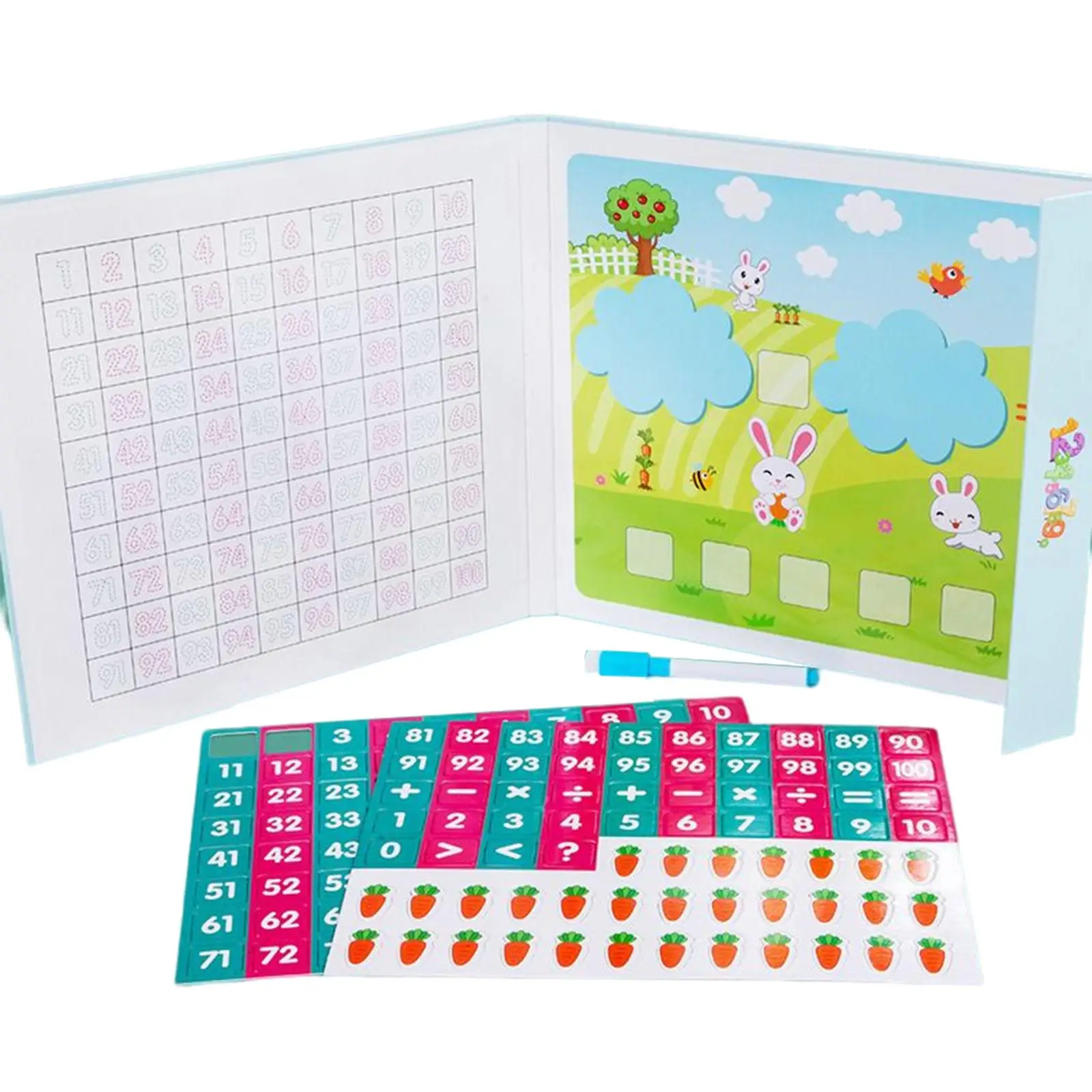

100 Number Board Number Counting Toys Addition Subtraction Math Manipulatives Board Math Counting Game for Gift Preshcool Home