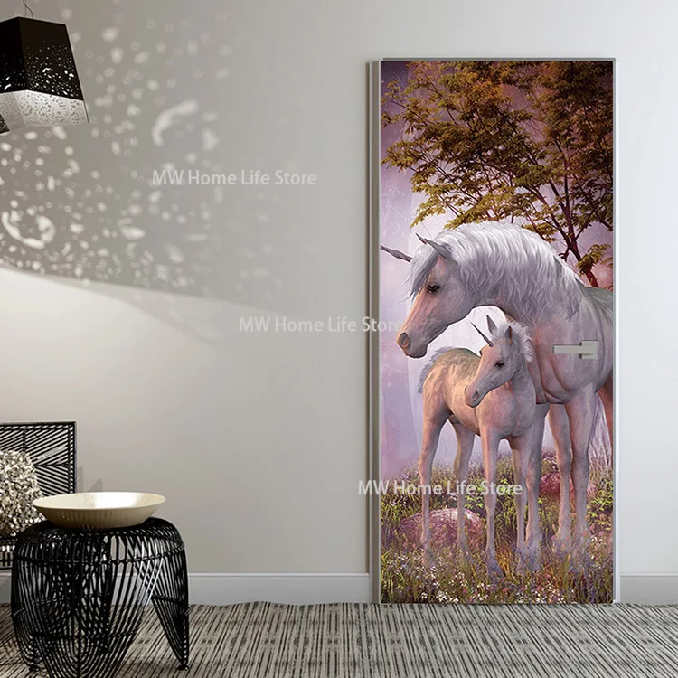 3D дверные наклейки с животными самоклеящаяся Съемная роспись декоративный