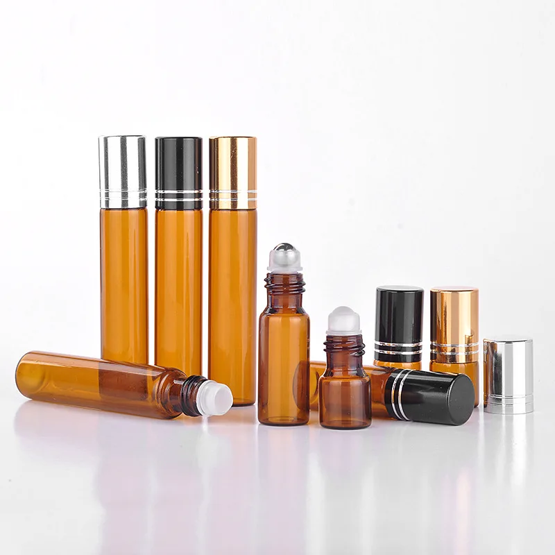 

2 5 10ml Roll On Glass Amber Bottle Essential Oil Liquid Roller Ball Perfume Bottle Cosmetic Liquid Container