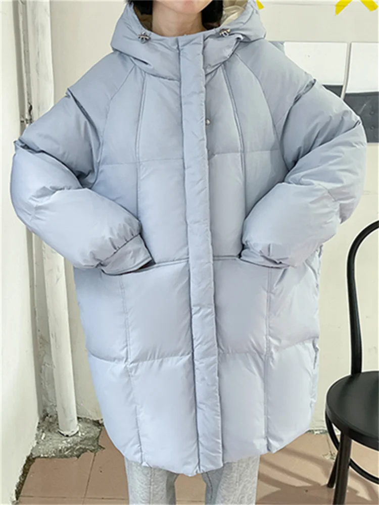 Syiwidii Fall Coat for Women Oversized Winter Jacket Korean Fashion 2022 Long Parkas with A Hood Thicken Warm Y2k Outerwear