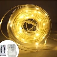 5m 10m led tube rope strip light 8 modes battery operated fairy string lights waterproof outdoor xmas tree garland light