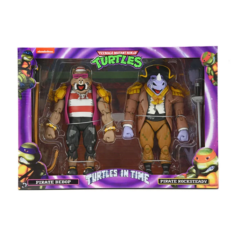 

Original Necateenage Mutant Ninja Turtles 7-Inch Scale Action Figure Pirate Rocksteady & Bebop 2-Pack Collection Model Gift
