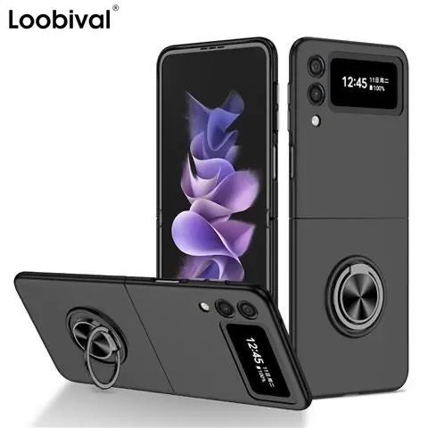 

Magnetic Bracket Hard PC Shockproof Cover for Samsung Galaxy Z Flip3 Flip 4 Flip 2 1 Fold 4 3 2 1 Luxury Ring Holder Phone Case