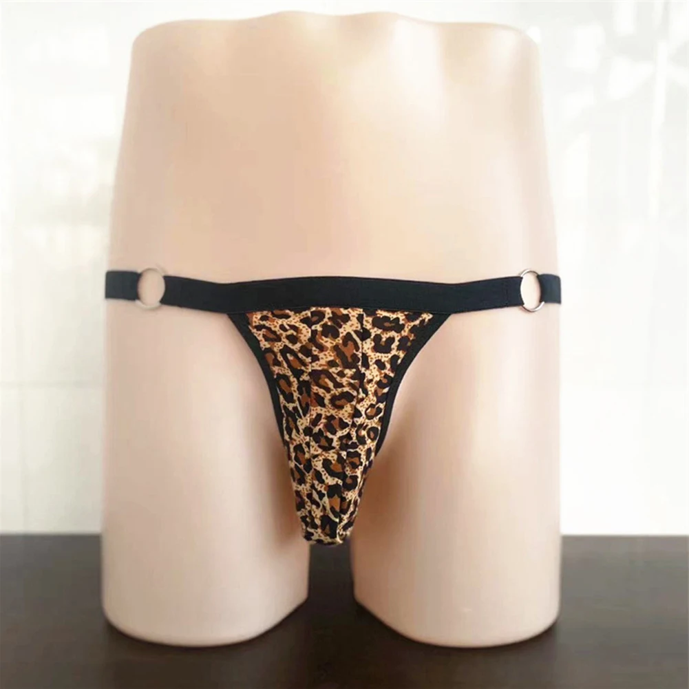 

Mens Tight T Pants G-String Leopard Sexy Lingerie Bulge Pouch Thongs Panties Male Bikini T-back Briefs Underwear Tanga Hombre