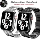 Ремешок из нержавеющей стали для Apple Watch 7 45 мм 41, металлический браслет 44 мм 42 мм, Wirstband 40 38 мм, браслет для iWatch 6 SE5 4 3, аксессуары