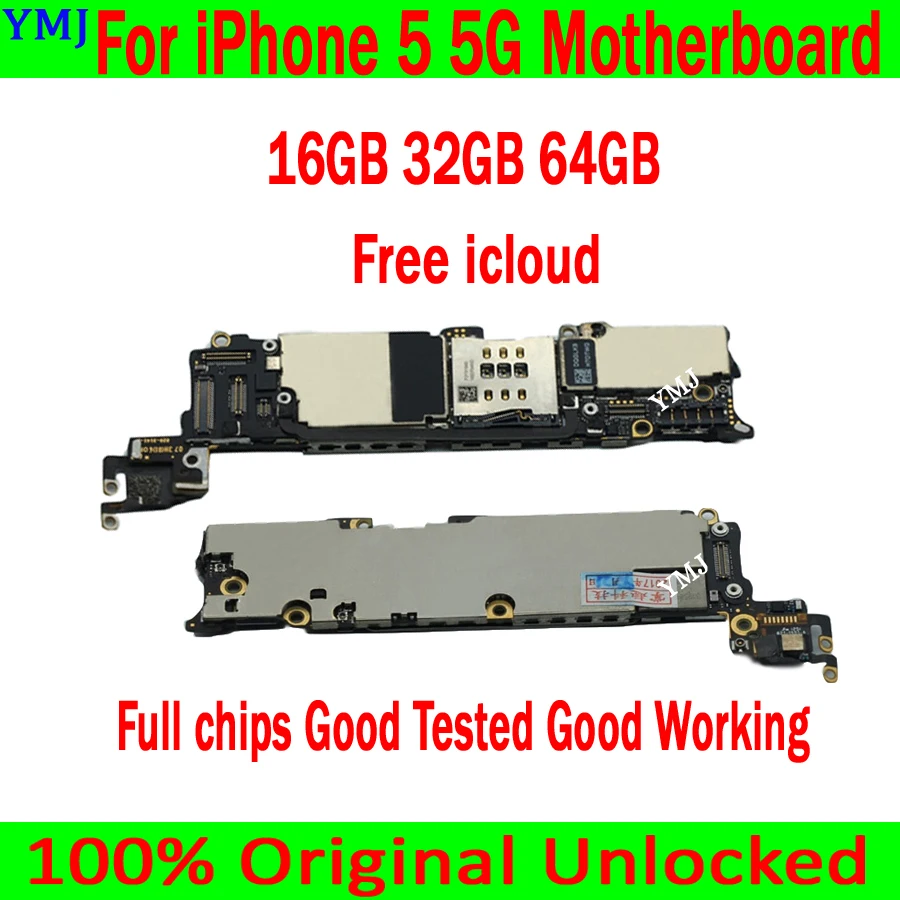 

Free Shipping Mainboard 16GB 32GB 64GB For Iphone 5 Motherboard Original Unlocked For Iphone 5 Logic Board Clean ICloud Plate