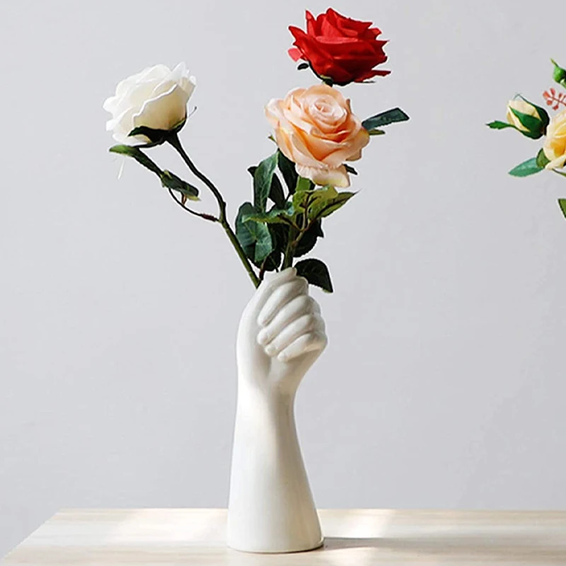 

Ceramic Hand Vase Modern Art Vases White For Hydroponic Flower Arrangement Desktop Decoration Home Decor Ornament