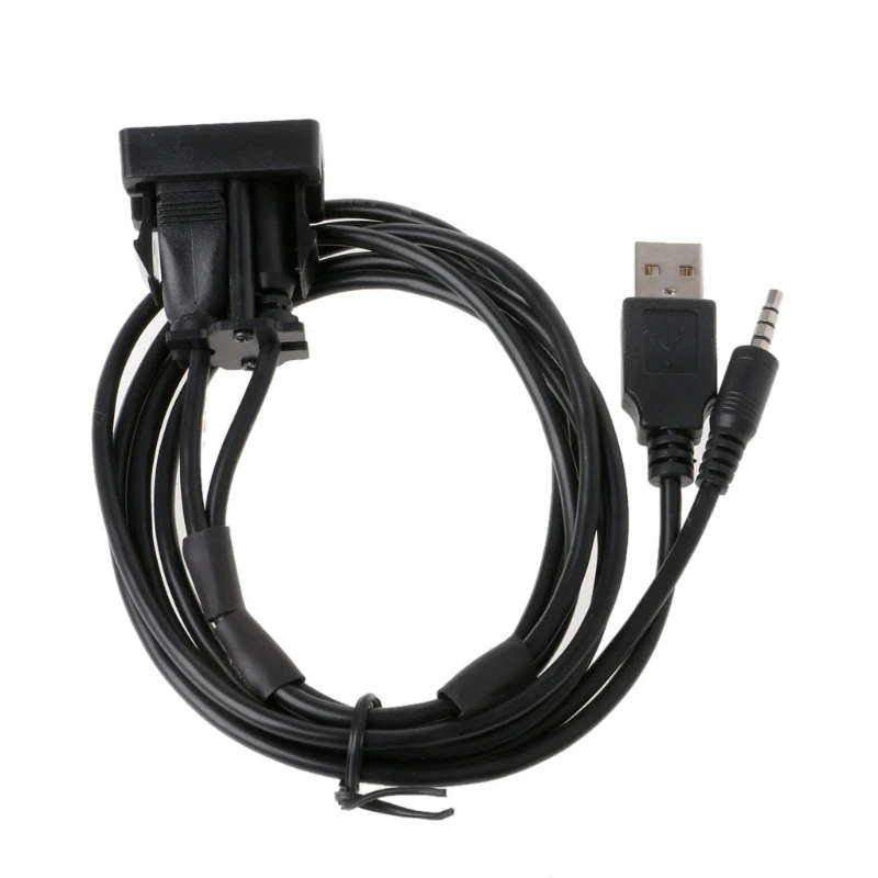 

100cm Marine Dash Flush Mount 3.5mm AUX USB Port Panel Extension Cable Adapters