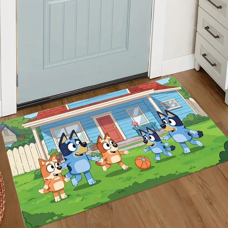 Фото Новый коврик Kawaii Bluey для прихожей, гостиной, спальни, ванной комнаты, кухни – незаменимый элемент декора для дома №2