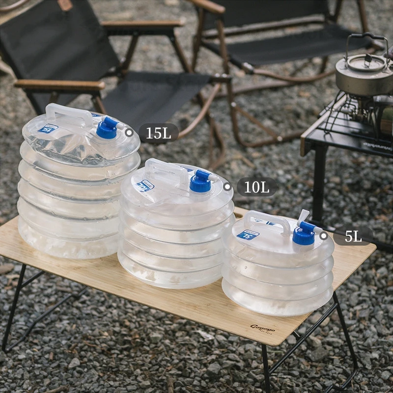 Outdoor Portable Collapsible Water Container Folding Bucket With Tap Water Bag Water Bottle Outdoor Campinng