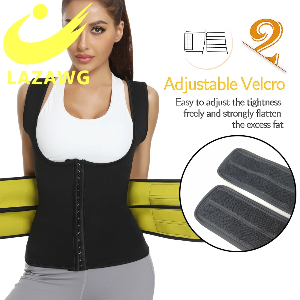 LAZAWG Women Body Shaper Weight Loss Hot Neoprene Sauna Sweat Pants Waist Trainer Weight Slimming Loss Shirt