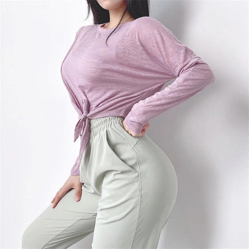 

Quick Dry Women Yoga Active Wear Top Sport T Shirts Fitness Clothes Long Sleeve Yoga Shirt Gym And Running Sports Top
