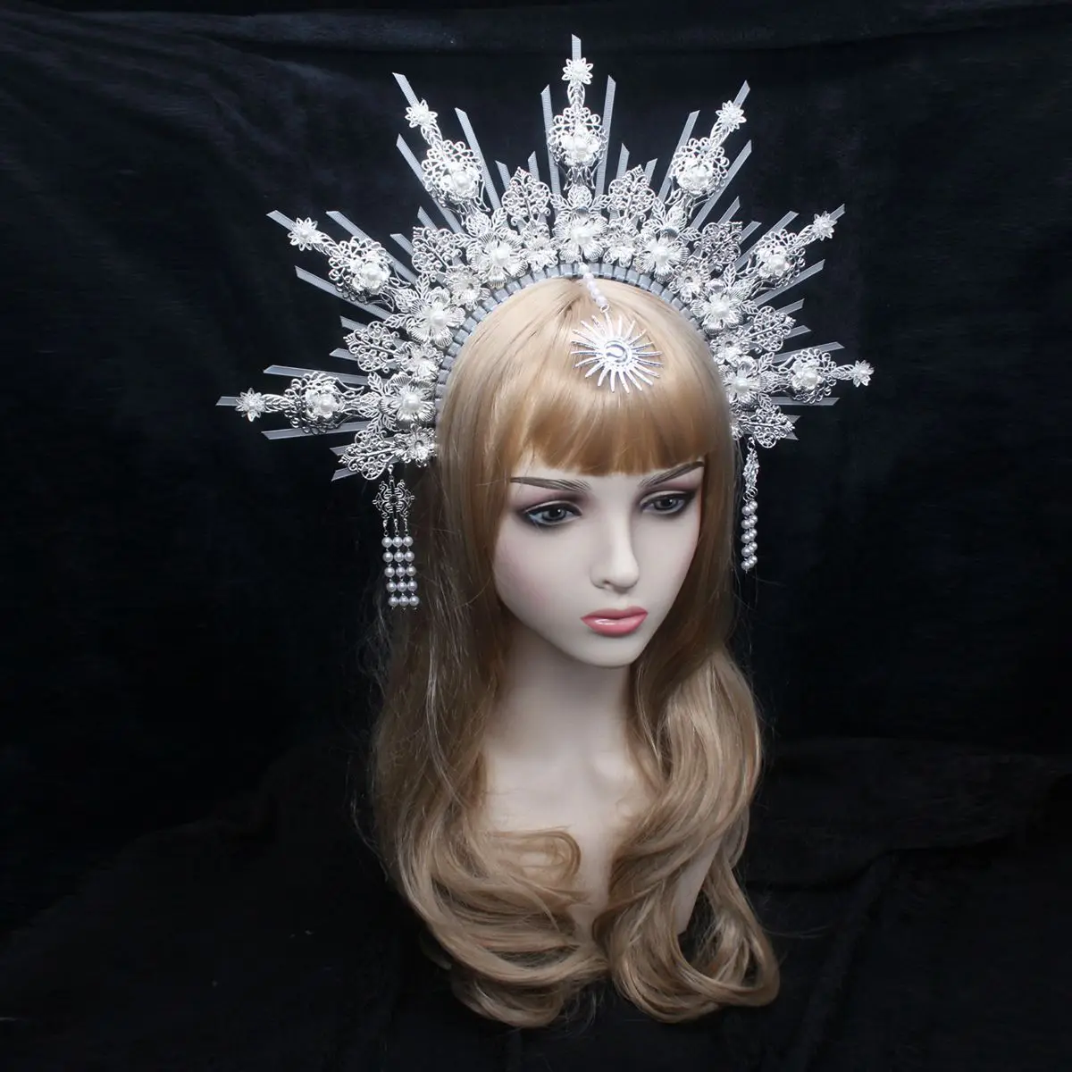 

Women Tiara Headpiece Halo Crown Headband Gothic Lolita Notre Dame's Cross Angel KC Godmother Virgin Mary Baroque Headwear