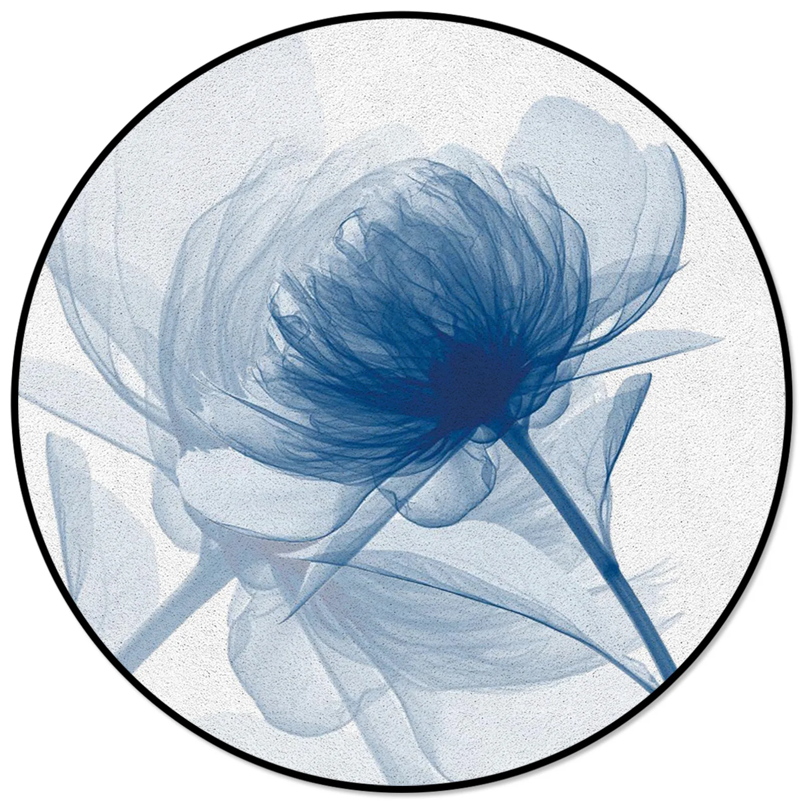 

Flowers Blue Painting Hazy Rugs And Carpets For Home Living Room Round Rug For Children Rooms Non-slip