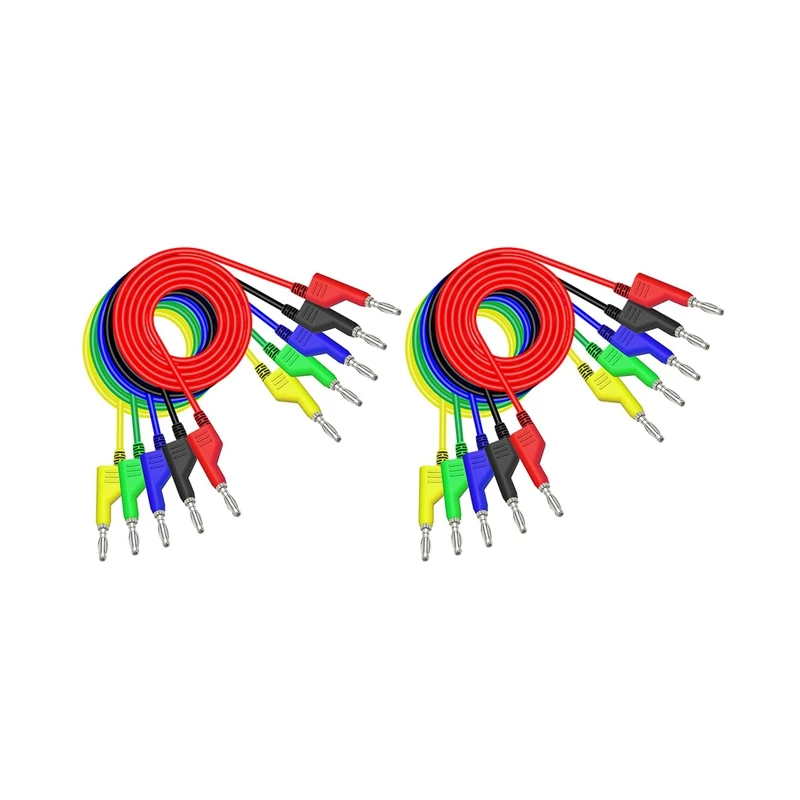 

10PCS Stackable Banana To Banana Plug Test Leads Soft Electrical Test Cable Wire 3.3Ft/1M For Multimeter 1000V 15A