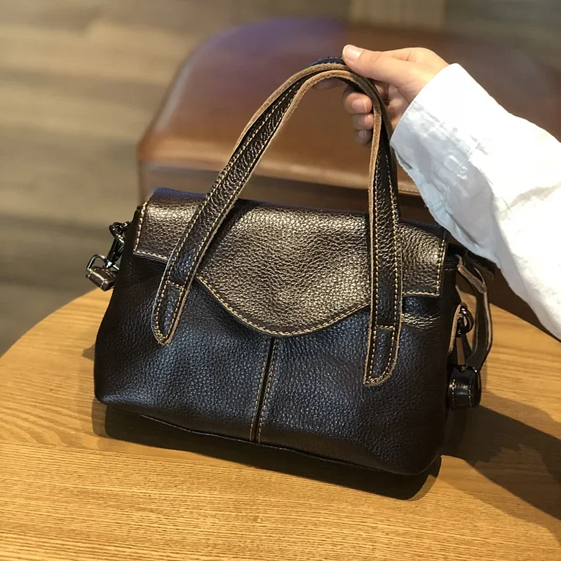 [Премиум] Сумки на плечо из натуральной яловой кожи среднего размера для женщин