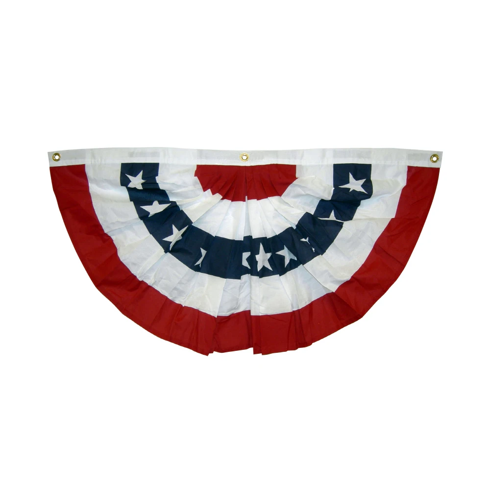 

1.5x3 ft printed stripes stars USA Pleated Fan bunting Half Banner flag for decoration