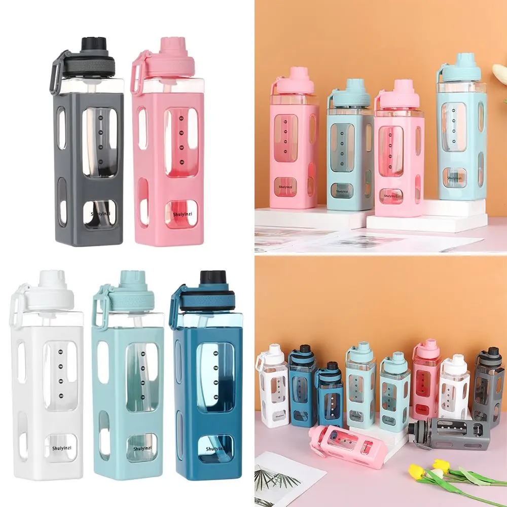 

700/900 мл бутылка для воды с портативной пластиковой соломинкой, спортивные аксессуары для девочек, милые очки для сока, чая, воды