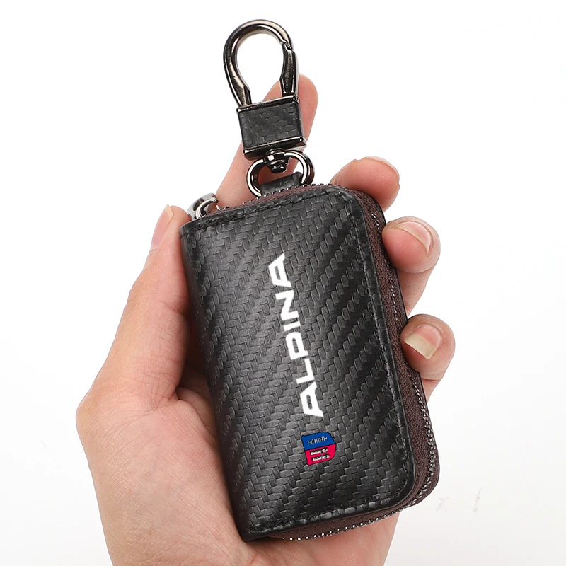 For BMW Alpina M 3 5 6 X1 X3 X5 X6 Z E46 E39 Car Accessories Carbon Fiber Car Key Case Men Ladies Key Storage Bag