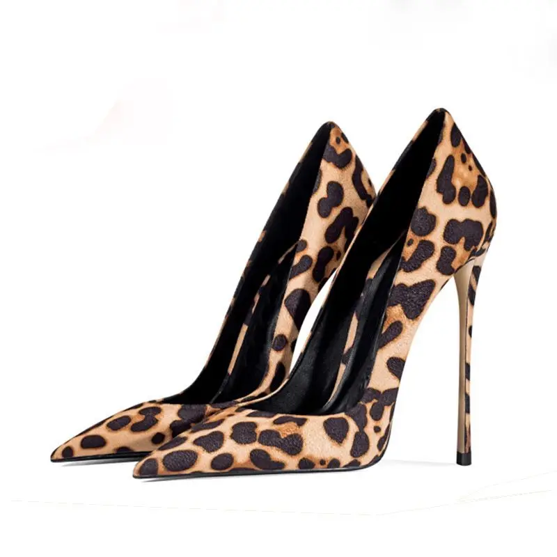 MKKHOU Fashion Pumps New Sexy Leopard Print Pointed Shallow Mouth Thin Heel 12cm High Heels Women Shoes Daily Commuter Joker