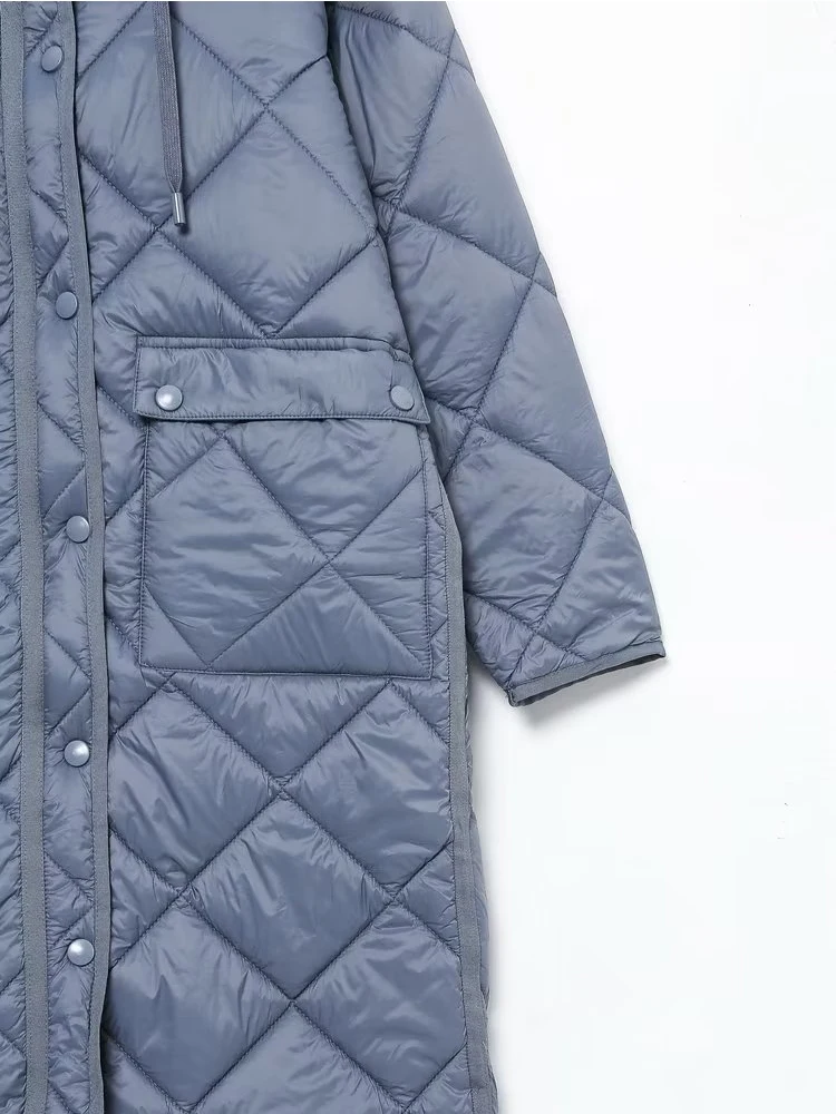 Vintage Oversize Long Hooded Parkas 2022 Autumn Winter Long Sleeve Buttons Pockets Female Warm Coat