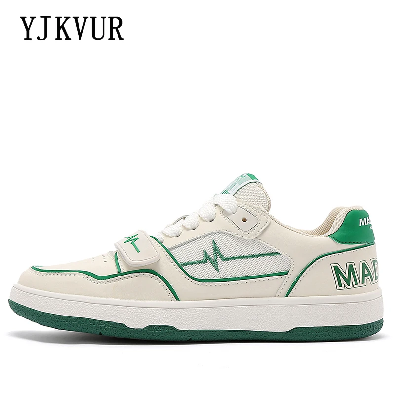 

YJKVUR Luxury Brand Men Sneakers Trend Fashion Leather Skate Shoes 2022 Summer New Casual Sports Breathable Comfort Tennis Flats