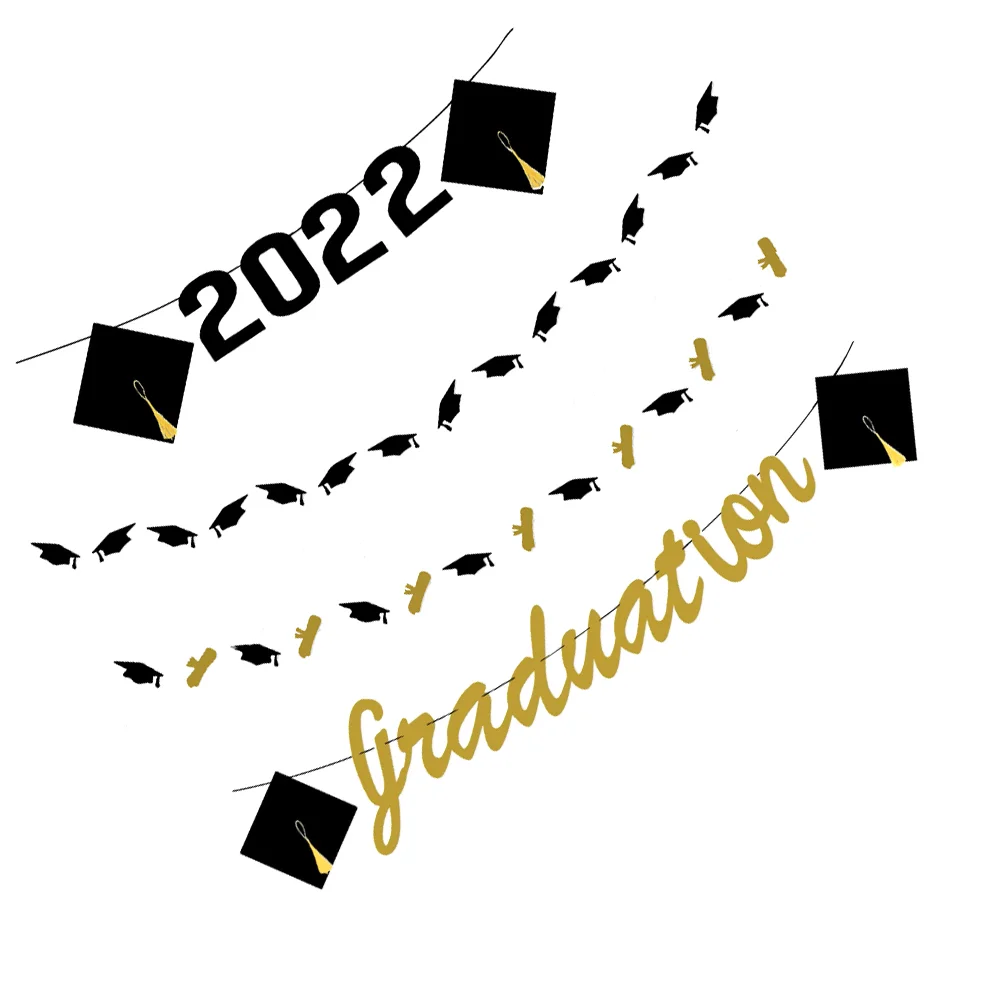 

4pcs 2022 Graduation Party Banner 2022 Graduated Hanging Ornament 2022 Graduated Bunting Banner 2022 Grad Party Supplies