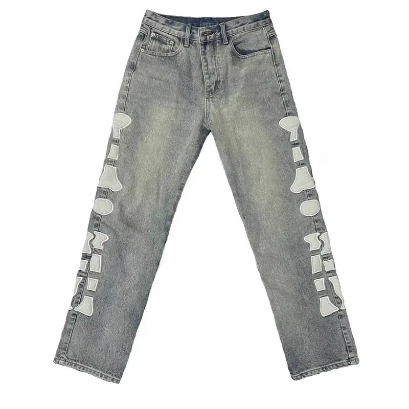 Men's Jeans Skull Side Embroidery Jeans 