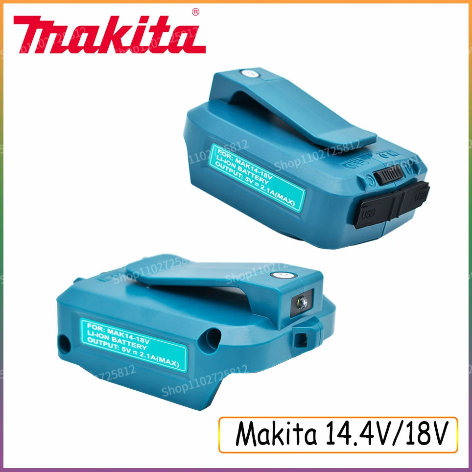 

Makita 14.4V/18V Lion Batterij Dual Usb Converter Poort Met Led Light Spotlight Outdoor Zaklamp Voor makita Batterijen