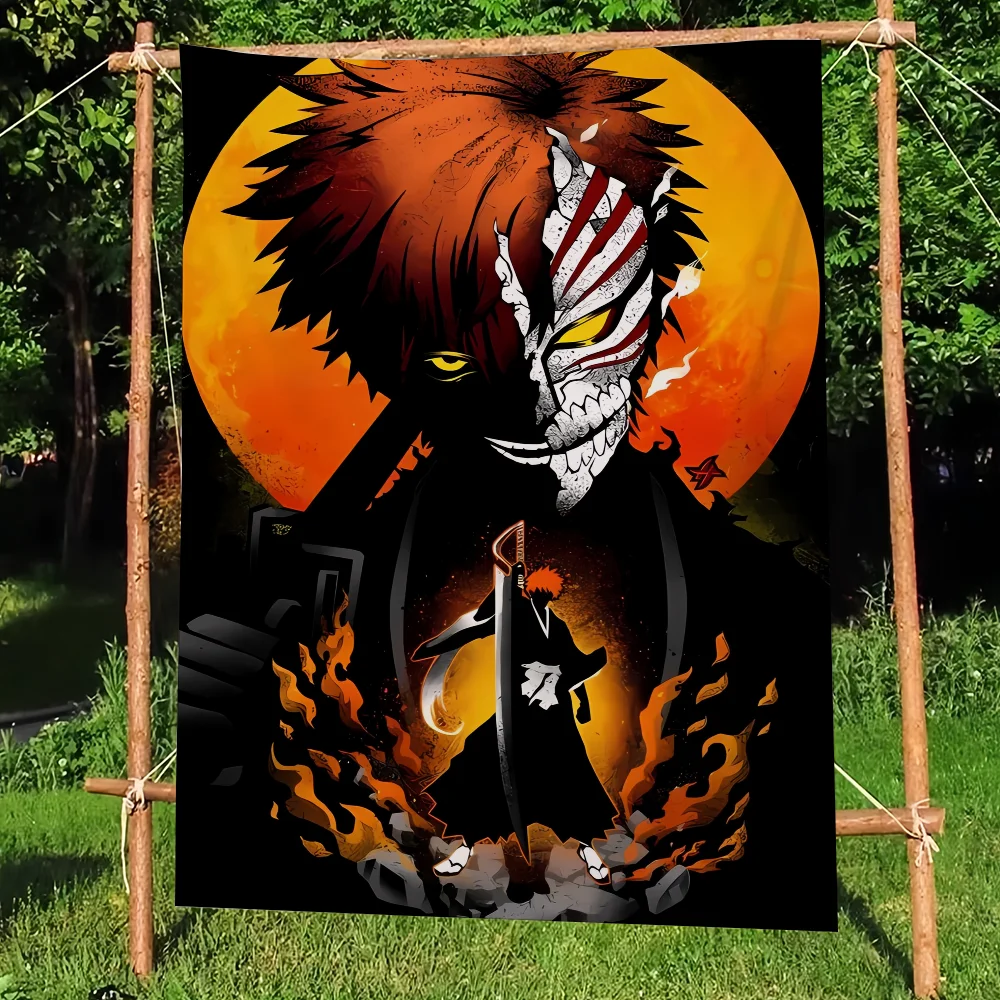 Фото B-bleach-h аниме l-Ichigo-o флаг для гостиной, настенный клуб, подвесной домашний декор в общежитии, художественный гараж, бар, живое украшение, баннер №5