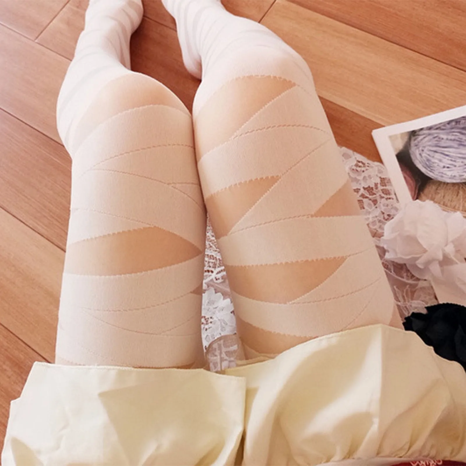 

Gothic Cross Strap Tights Pantyhose Women Lolita Harajuku Temptation JK Thigh High Socks Sexy Cosplay Costume Gothic Stockings