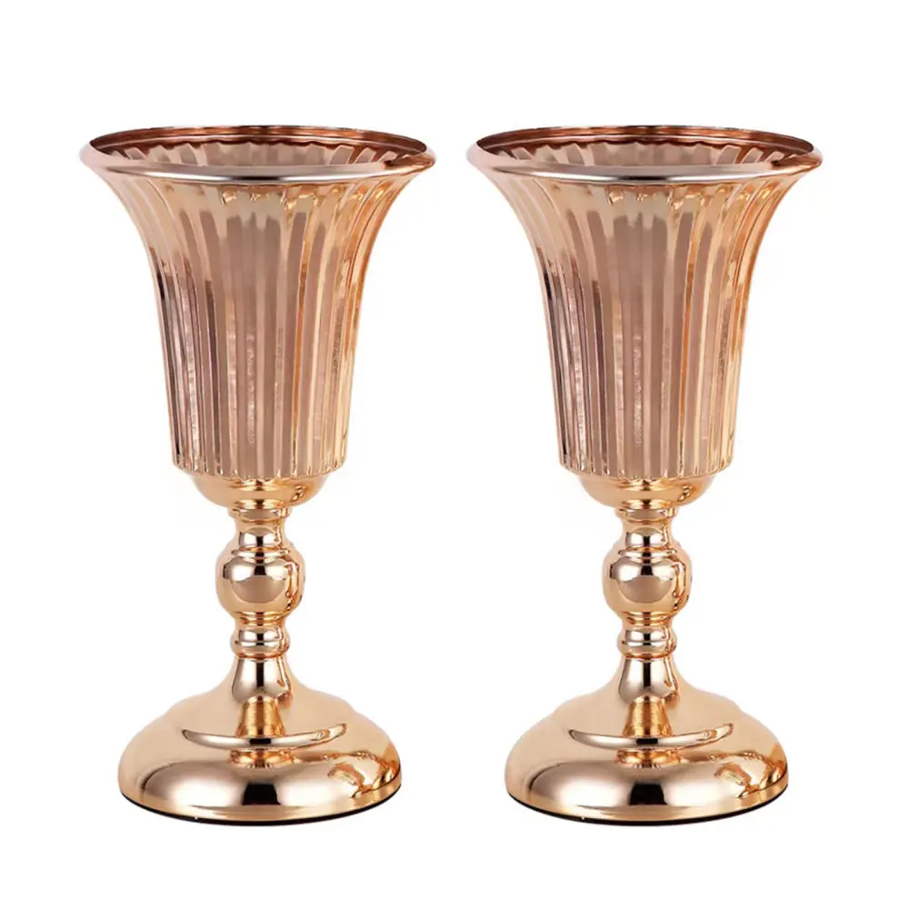 

Metal Striped Wrought Iron Vase Candleholder Stands Ornaments Gold Wedding Centerpieces Vases Wedding Party Home Decor