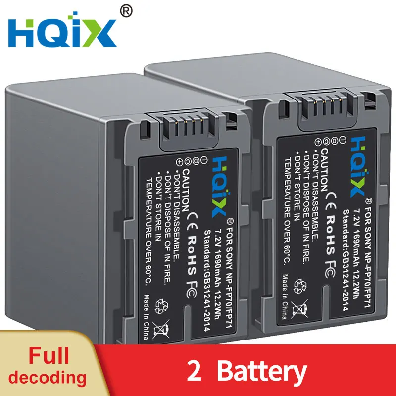Аккумулятор HQIX для Sony DCR-HC65 HC85 HC96 HC32 SR40 SR70 SR80 SR50 SR100 HC3 30 камера NP-FP70