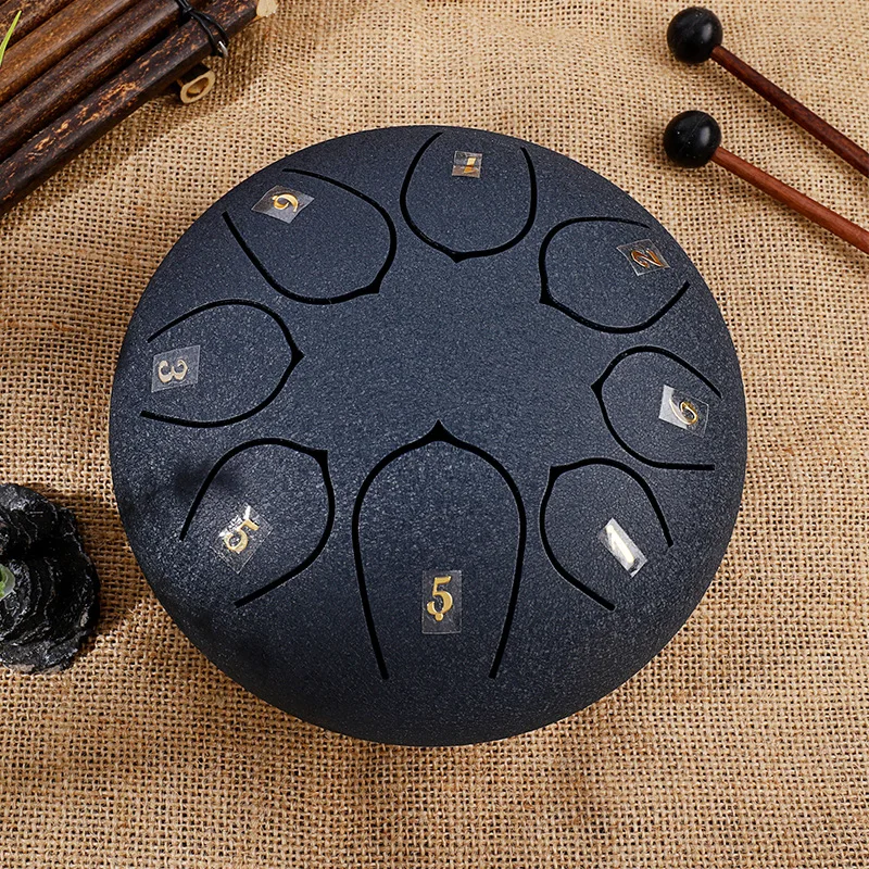 

Ethereal Rhythm 8 Tune Tongue Drum 6 inch Hand Drum with Drumsticks Sticker Storage Bag for Percussion Musical Instrument