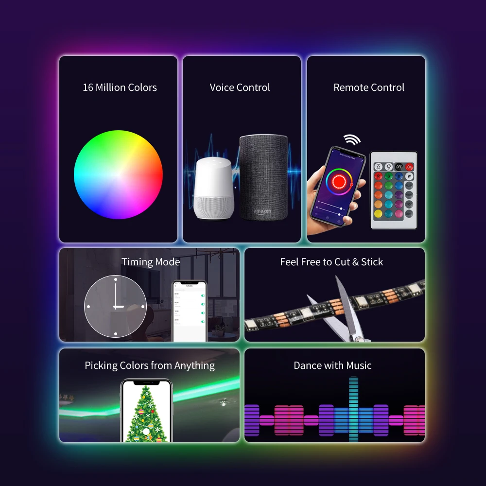 Светодиодная ленсветильник с ИК-контроллером 20 м Wi-Fi RGB 5050 |