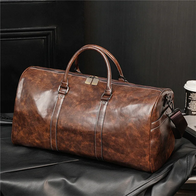 Large Capacity Leather Men Travel Bag Retro Handbag Gym Bag Male Luggage bag Fashion Duffel Bag