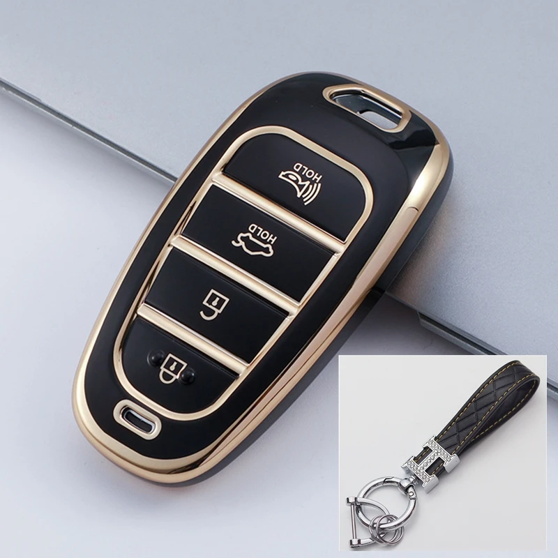 

New Fashion TPU Car Key Case Fob Remote Cover Shell Holder For Hyundai Santa Fe Tucson 2022 NEXO NX4 Atos Prime Solaris 2021