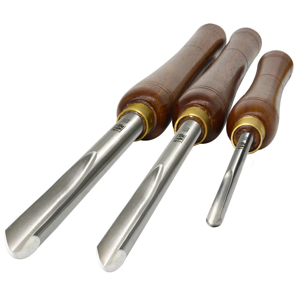 

3pcs HSS Spindle Bowl Gouge Set Wood Turning Chisel Woodturning Tool Lathe Accessories Walnut Handle for Woodworking Hobbies