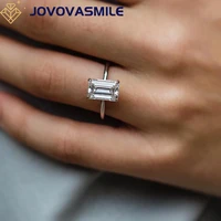 jovovasmile emerald cut moissanite ring 3carat 10x6 5mm elongated diamond 18k white gold solitaire rings jewelry women wedding