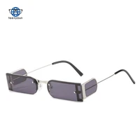 teenyoun 2022 new small square sunglasses trend metal half frame one piece sun glasses female punk funny glasse