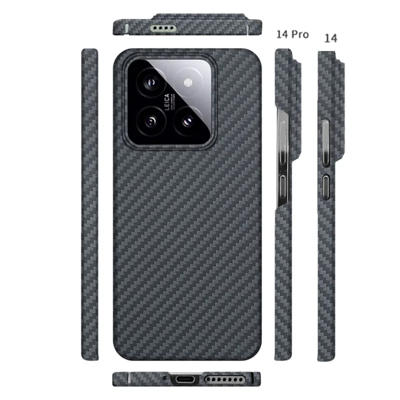 Фото Чехол для Xiaomi 14 Pro и Xiaomi14, арамидный противовзрывной защитный чехол из настоящего углеродного волокна для мобильного телефона, защитный чехол №1