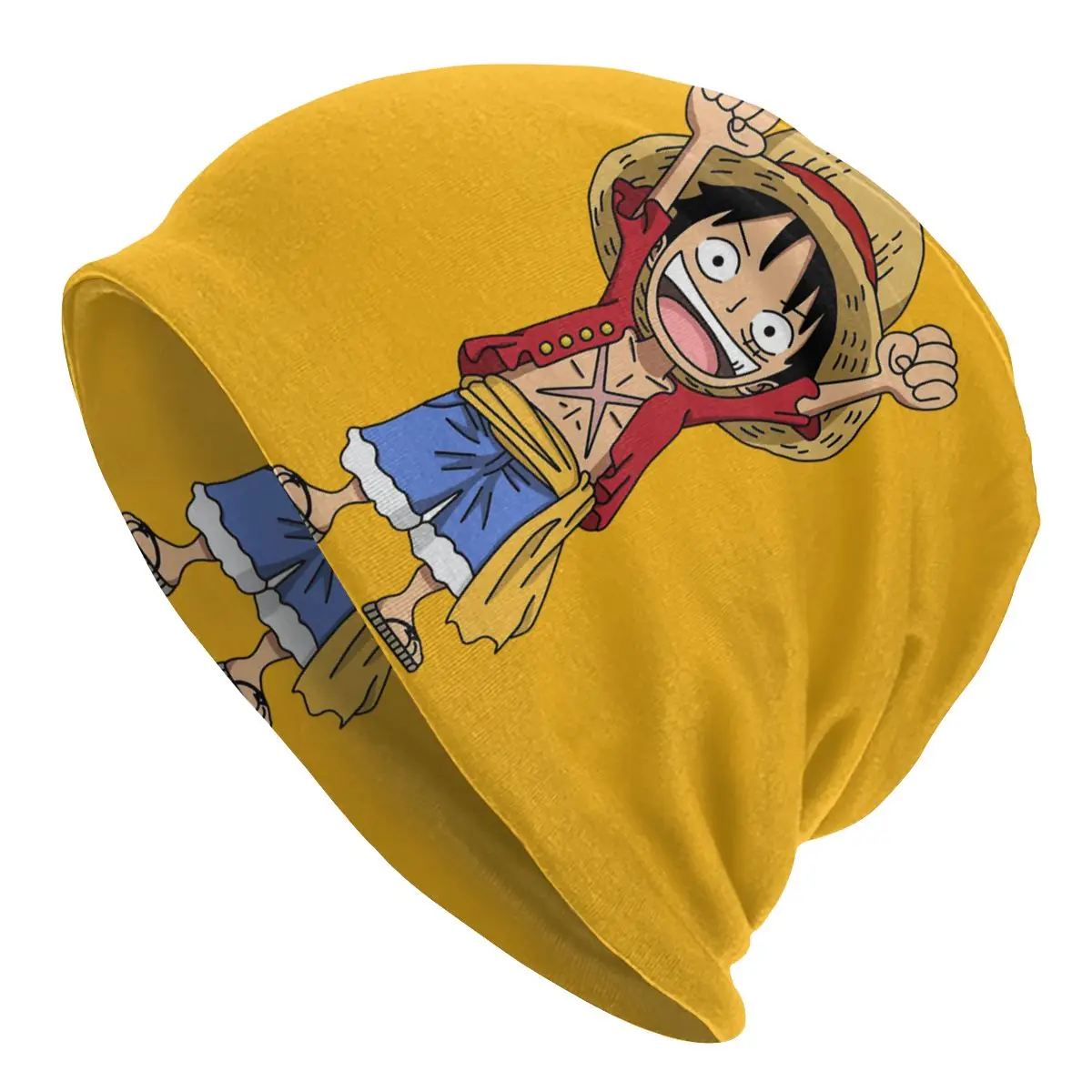 

One Piece Anime Manga Men Women's Beanie Hats Luffy Happy Knitted Hat Hip Hop Earmuff Bonnet Street Skullies Beanies