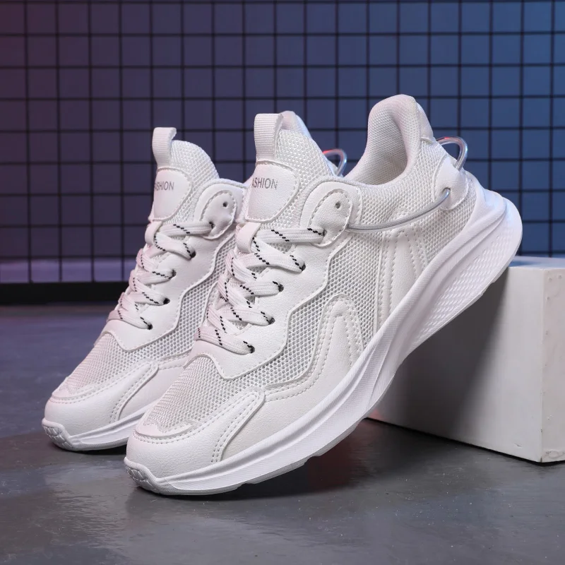 

Breathable Women's Vulcanize Shoes Light Running Shoes Summer Mesh Sneakers Solid Women's Sports Shoes 2022 White Shoes
