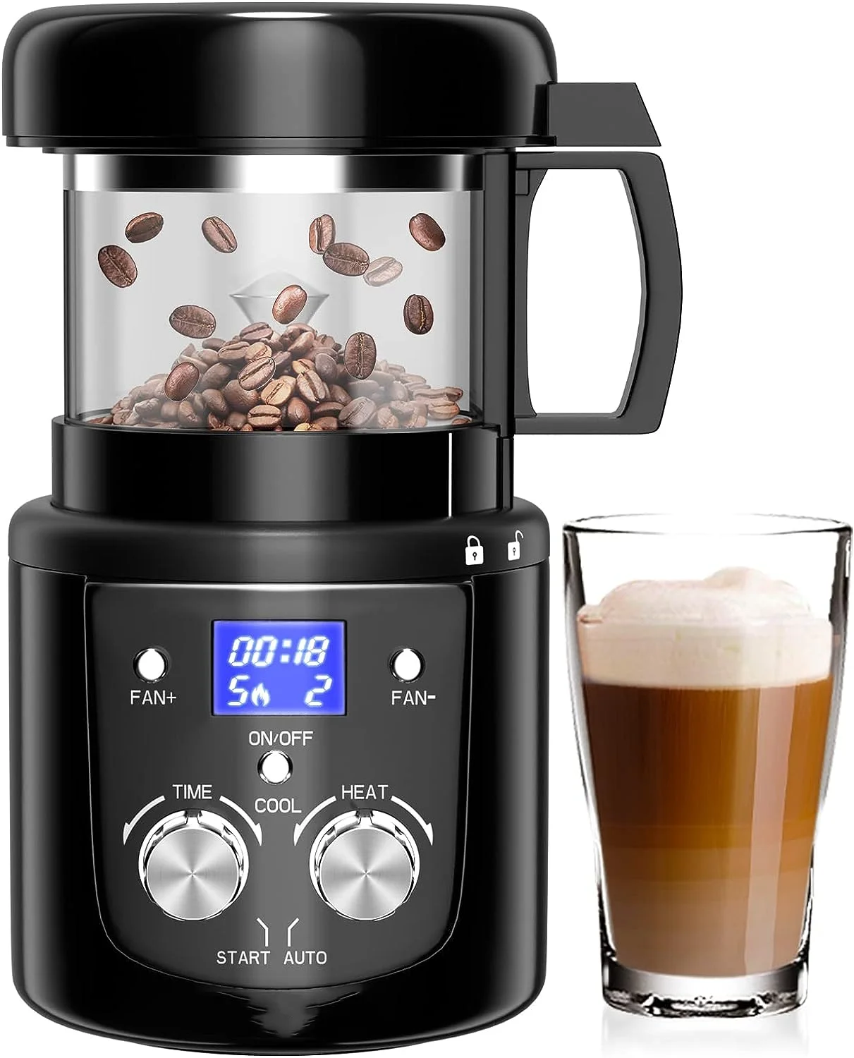 

Bean Roaster Machine for Home Use, Coffee Roaster with Visual Thickened Glass, Auto&Diy Mode 110V~120V,1400W Bean cooler Coffee
