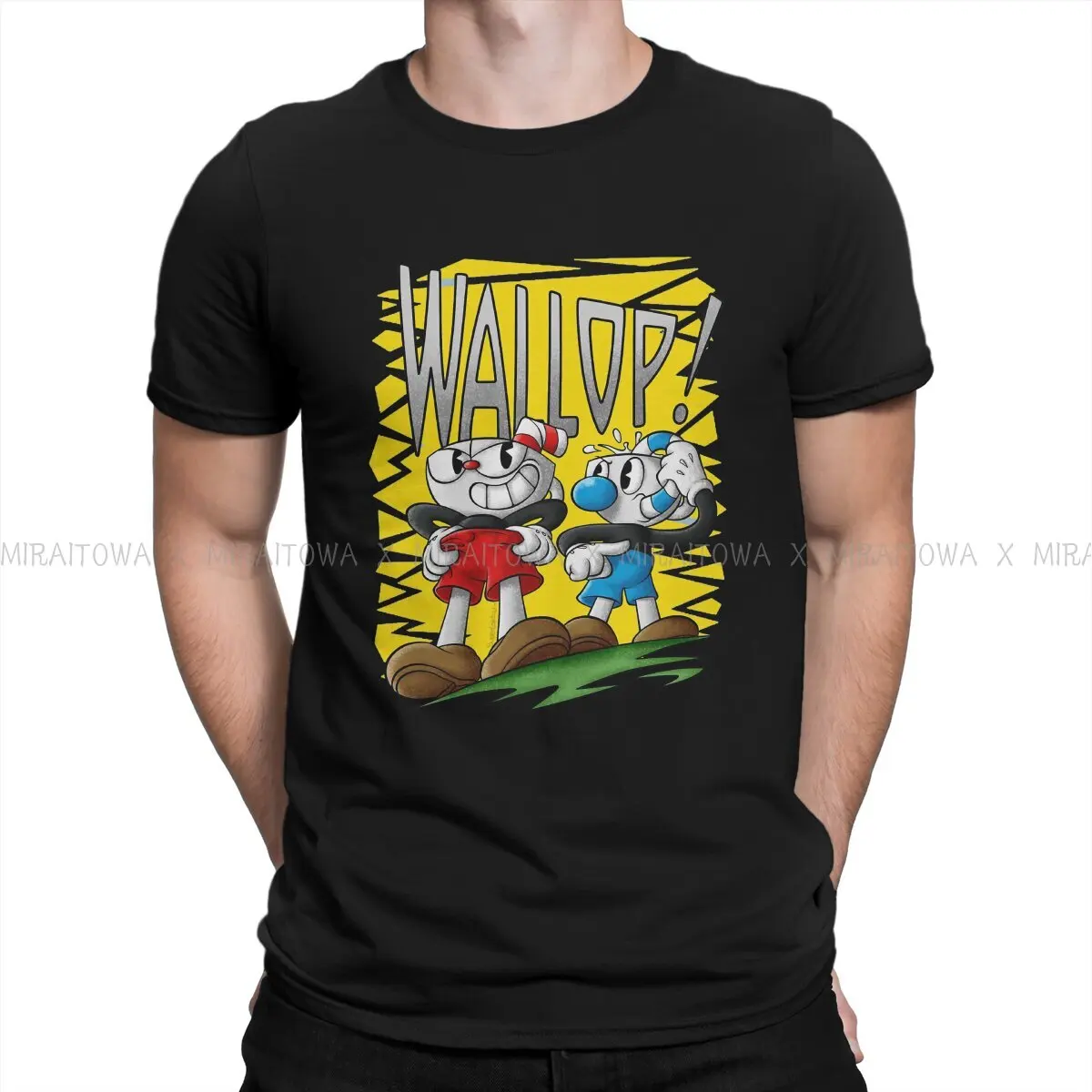 

Cuphead Battle Adventure Game Crewneck TShirts Wallop Mugman Distinctive Homme T Shirt Funny Tops 6XL